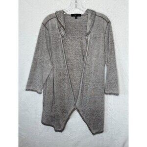 Cyrus Woman Size 1X Coffee Brown Burnout Open Front Draped Cotton Blend Top